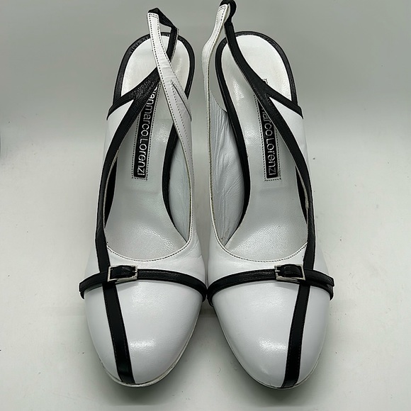 Gianmarco Lorenzi Sexy Black/White Leather Stiletto Heels Shoes **Size 40** 🔥🔥 - Picture 2 of 8